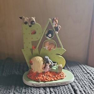 Precious Moments Green "PAWS" Figurine with Orange Accents